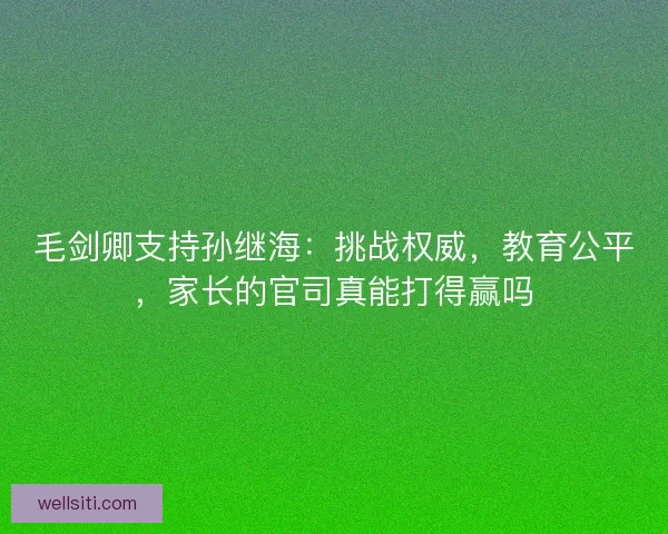 毛剑卿支持孙继海：挑战权威，教育公平，家长的官司真能打得赢吗